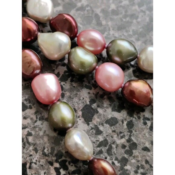 HONORA 925 SILVER MULTI PEARL BEAD 36" SINGLE STRAND NECKLACE + 2 Bracelets Set - Picture 8 of 9